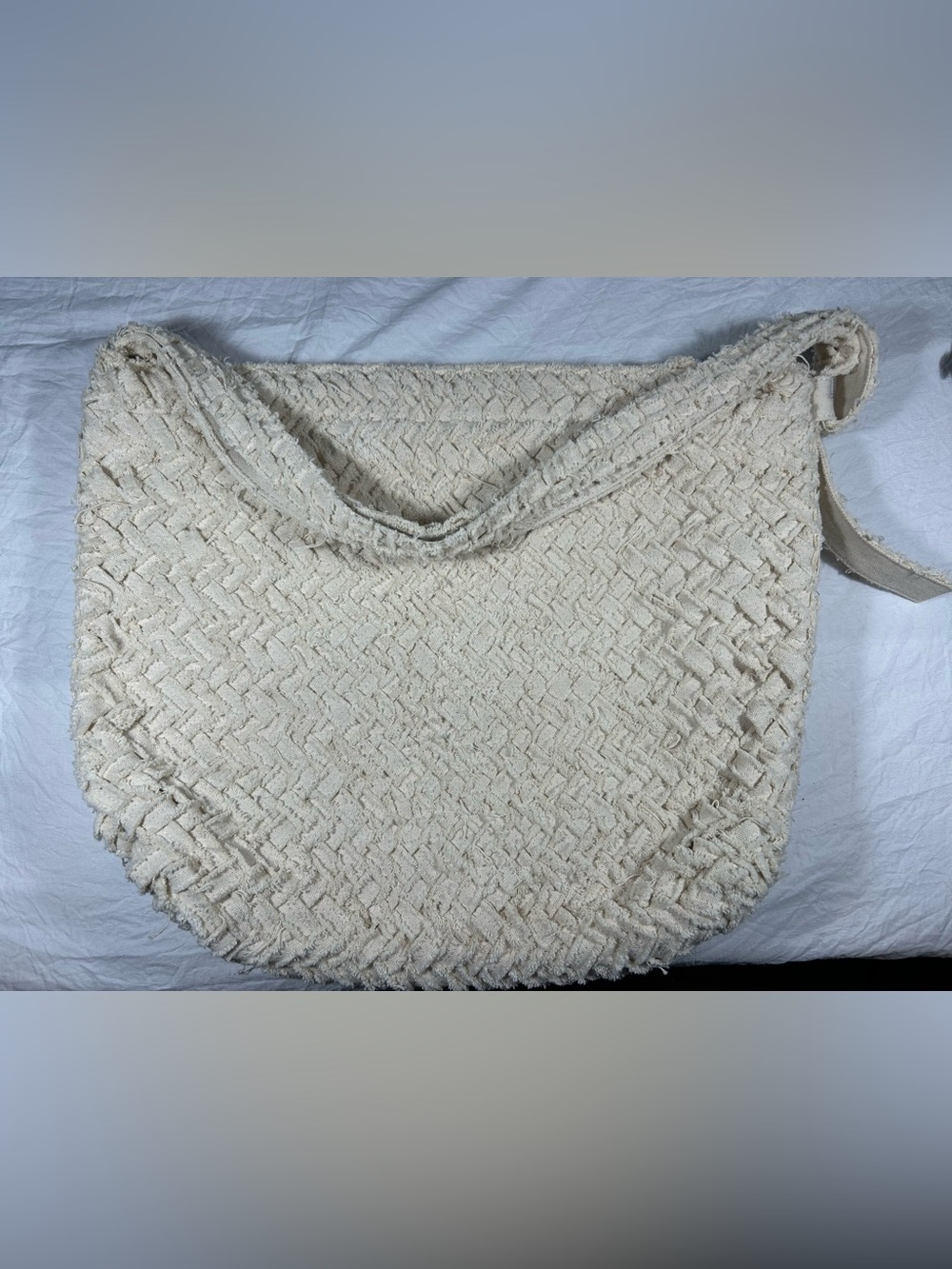 Zara Woven 100% Cotton Hobo Crossbody/Shoulder Bag in Cream